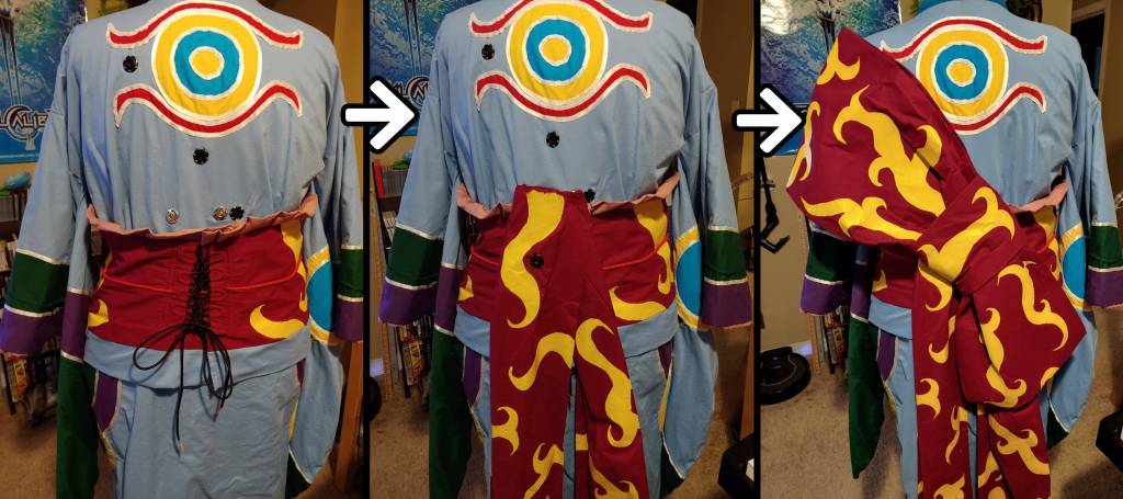 Diagram of the support system I used for the giant obi bow. It's a series of snaps along the back of the kimono