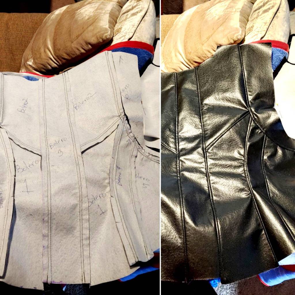 Decorative seams inside a cosplay jacket.