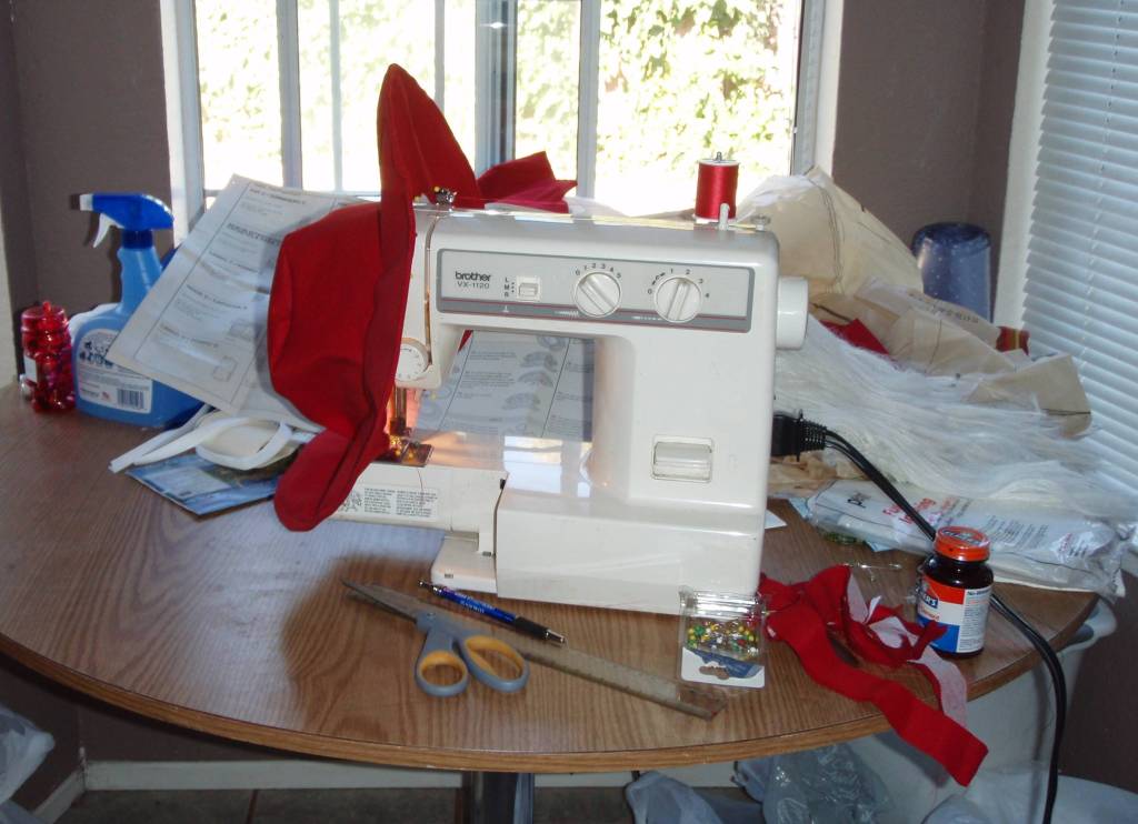 Budget sewing machine on a small kitchen work table