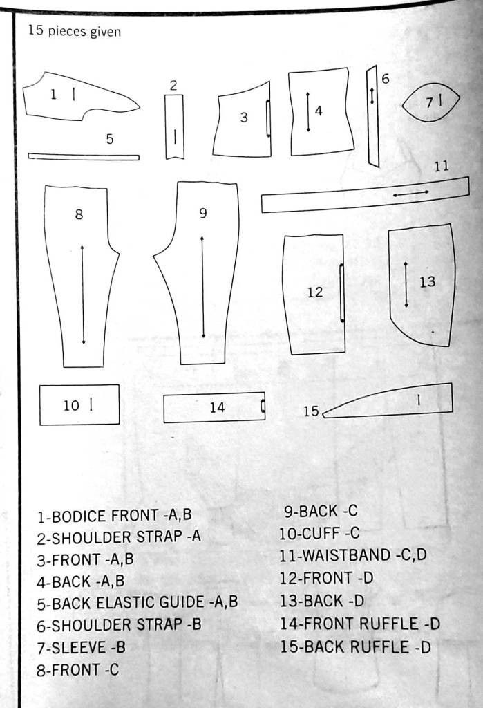 Diagram of pattern pieces
