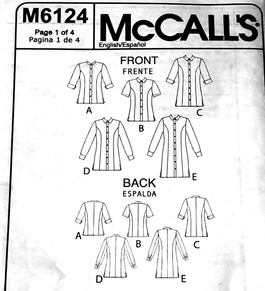 Drawings of a dress shirt pattern. Includes several styles for long and short sleeve shirts