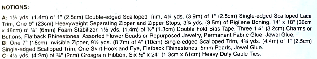 A whole massive list of notions, something typical of a lolita pattern