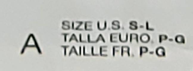 Pattern sizes with letters