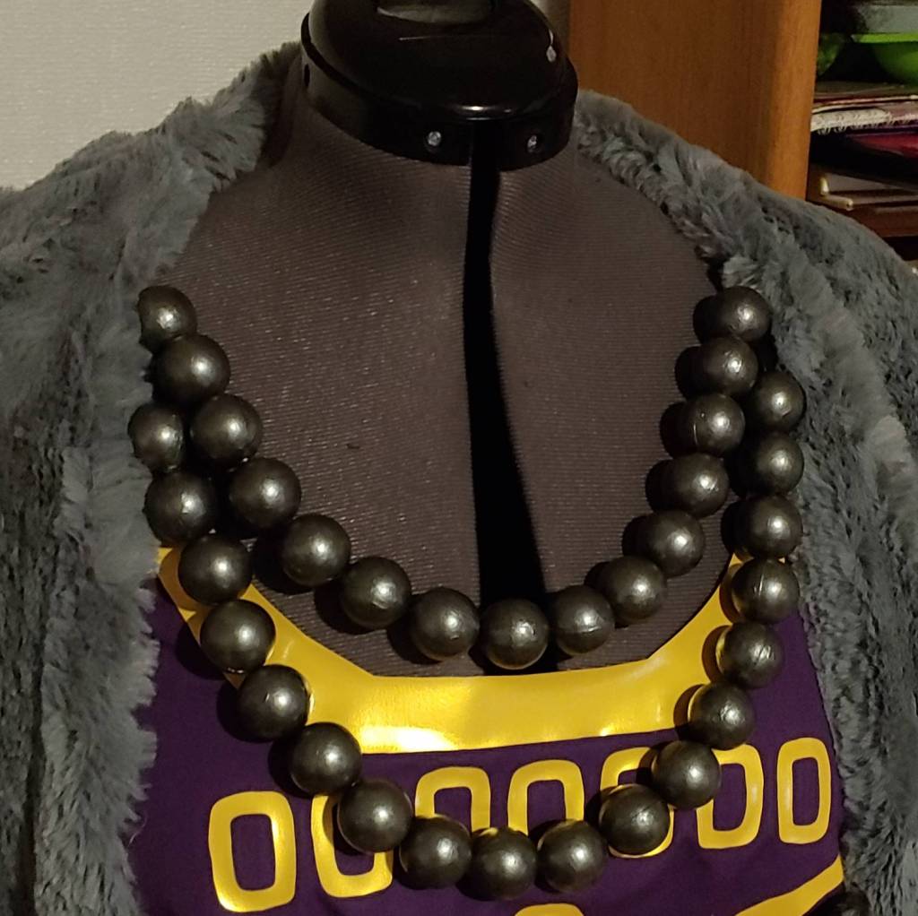 Large "pearl" necklace made of painted holiday decor