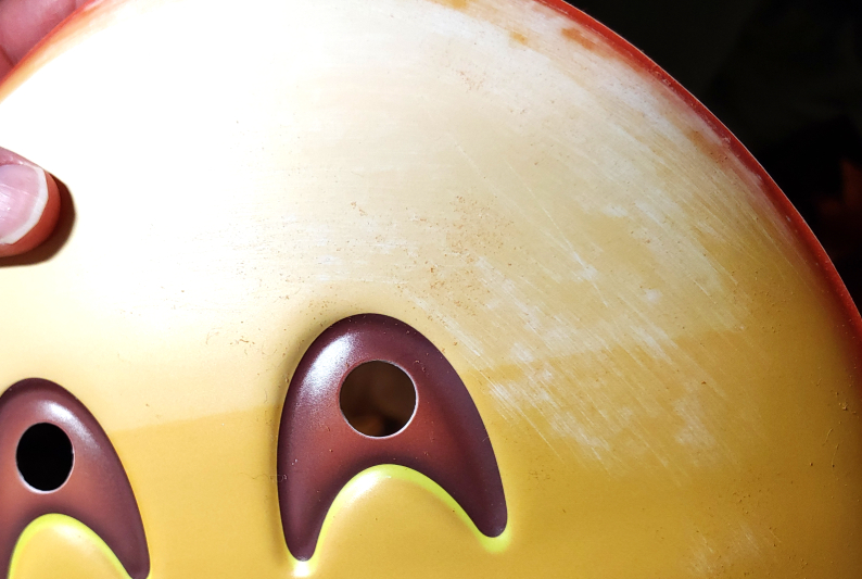 The plastic mask getting sanded. I think it's judging me