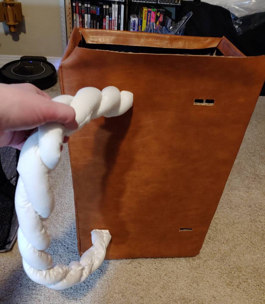 A rope strap successfully attached to the backpack