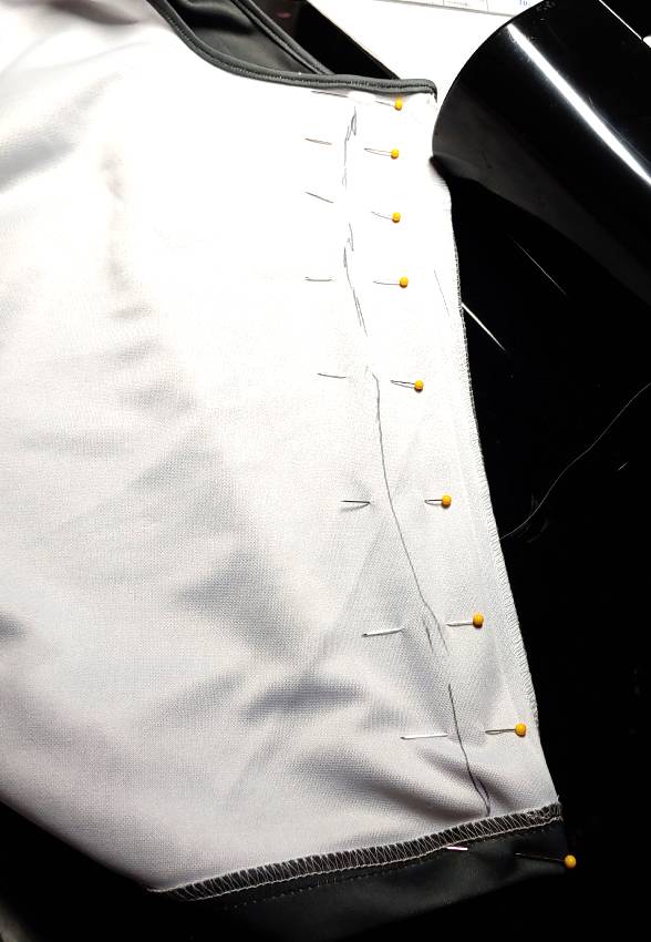 Guidelines drawn in with pen to make sewing much easier