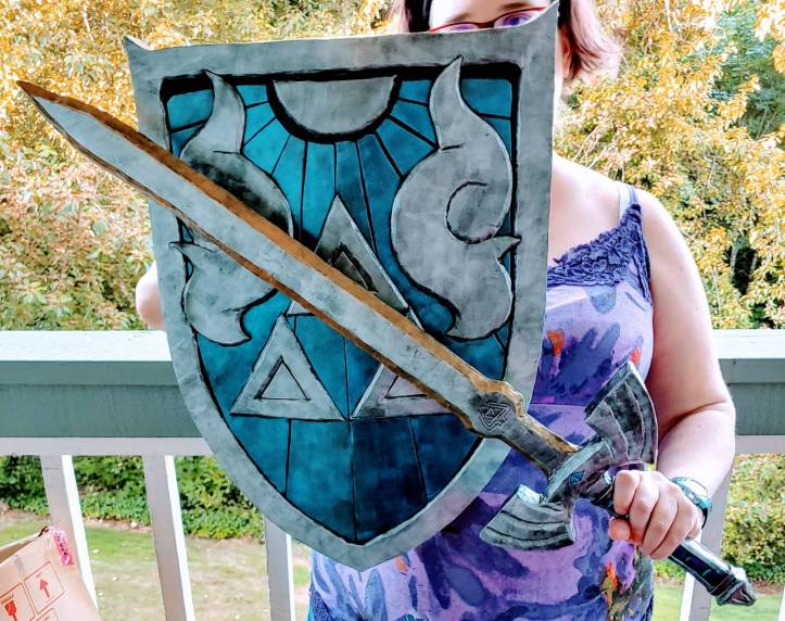 Finished fighter's shield and butter sword from Zelda: A Link to the Past