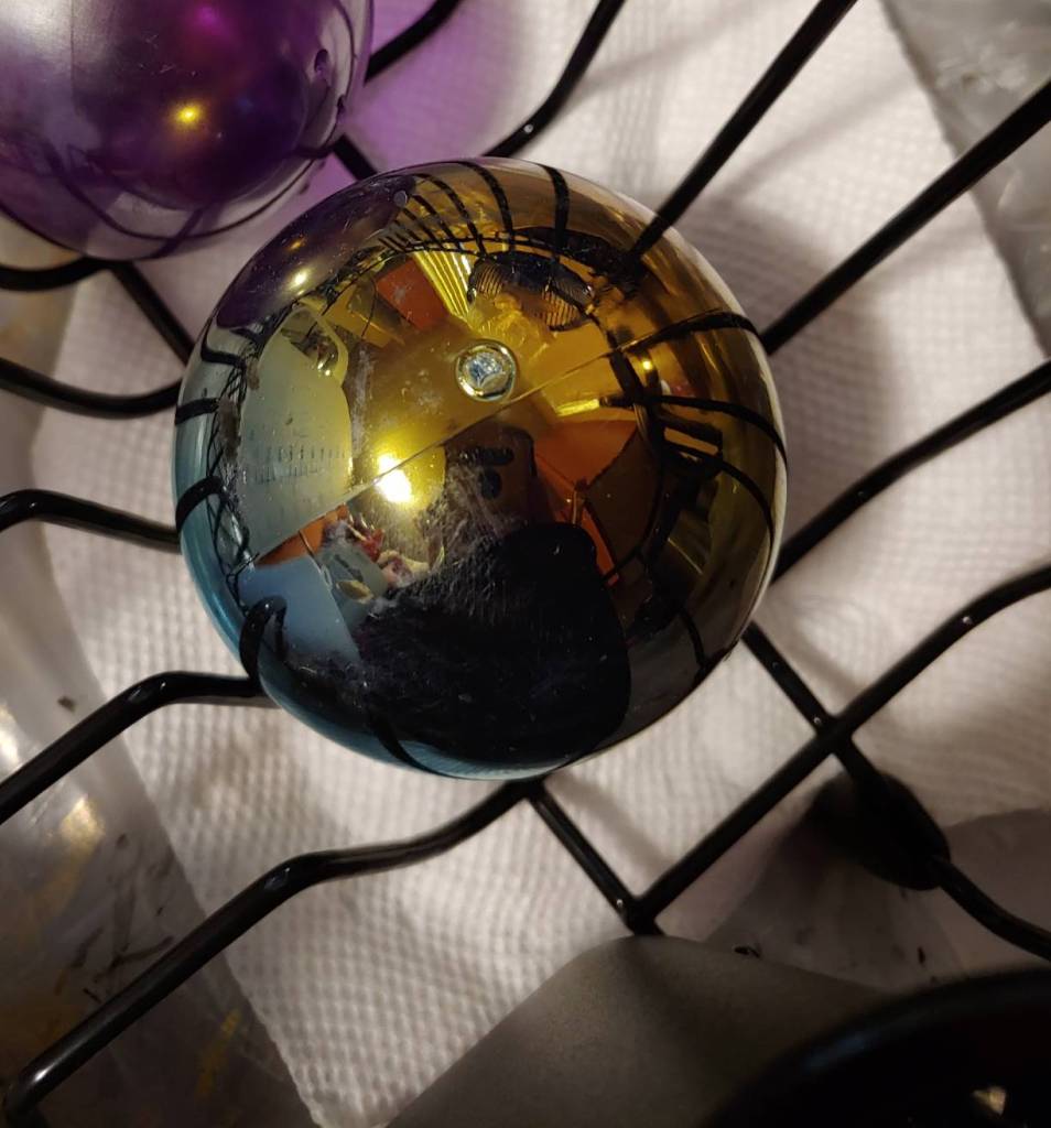 Drying the ornament upside down in a dish rack