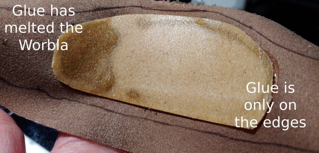 Image showing how too much hot glue can melt the worbla