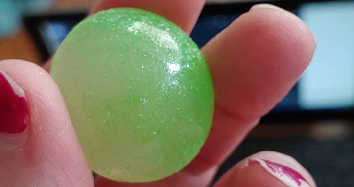 Finished neon green gem. It looks radioactive