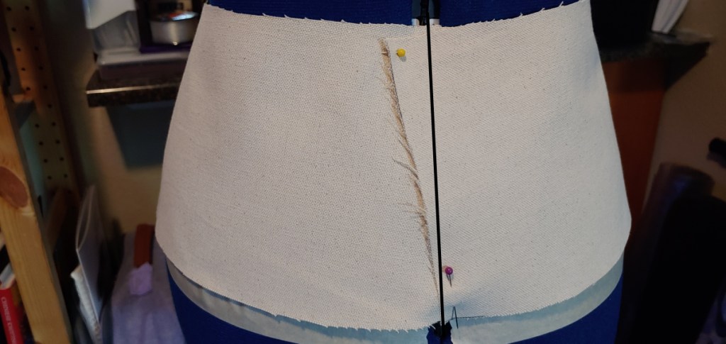 The back of the basque before I trimmed it