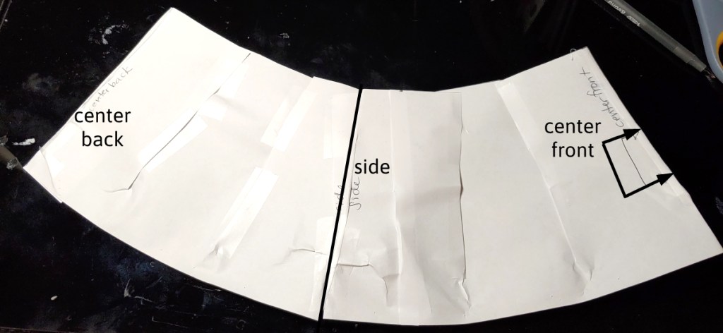 Pattern for half the basque, labeled