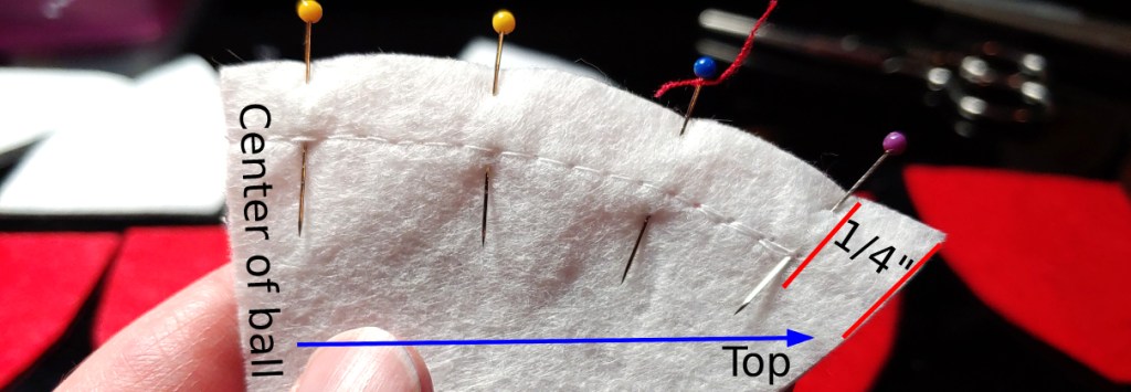 Diagram of how to sew two sides together.