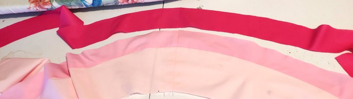 Tiers in progress of being sewn