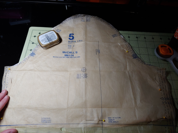 A standard capped sleeve pattern laying out on a table