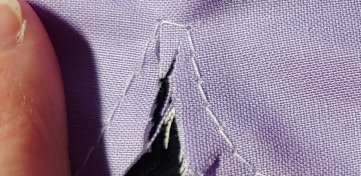 Close-up of the clipped flat stitch