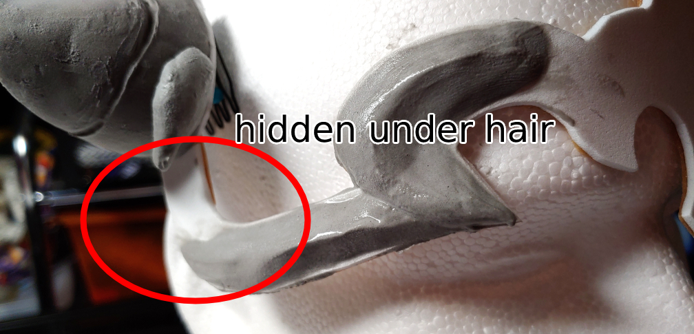 Approximate location where the details will be hidden underneath the wig hair