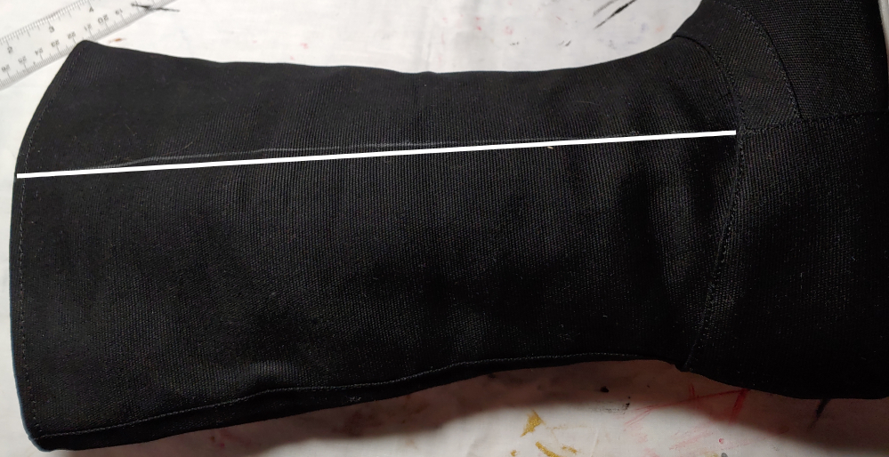 boot line shown on the inside of the boot, accented by a thick white line as the pencil was hard to see