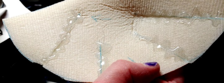 Glue squiggles on the inside of the foam along the glued seams