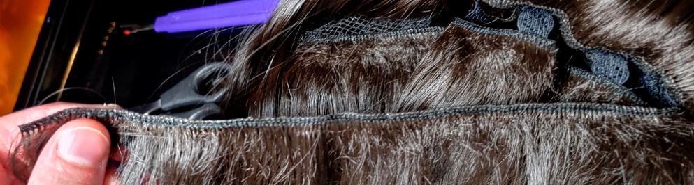 Very long weft harvested from underneath the ponytail