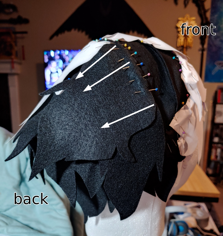 Front crown line pieces are sewn facing the back instead of the front.