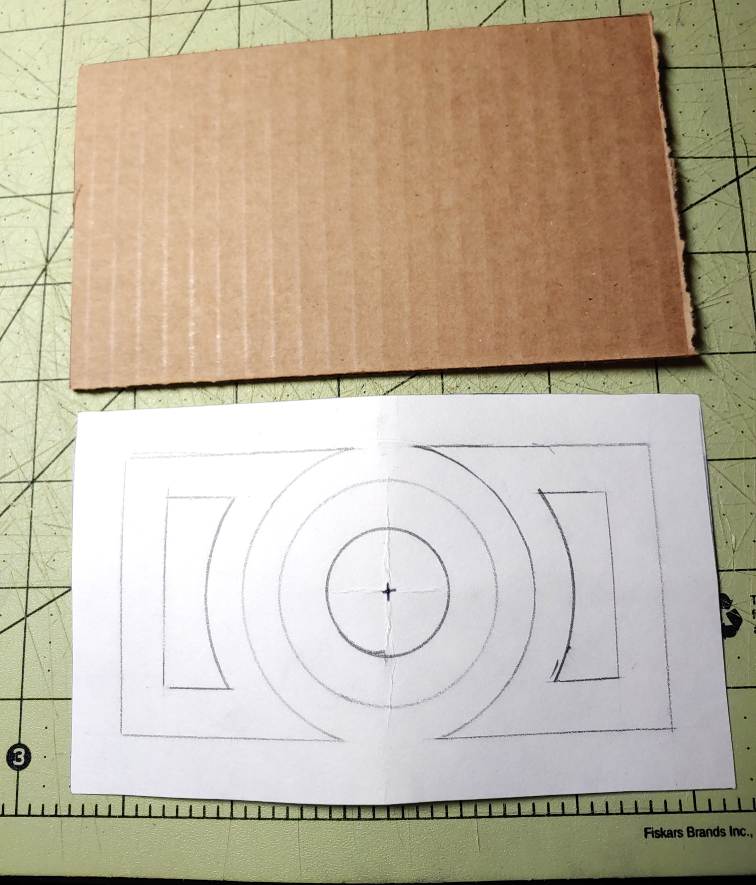 Cardboard base (top) and paper pattern (bottom)