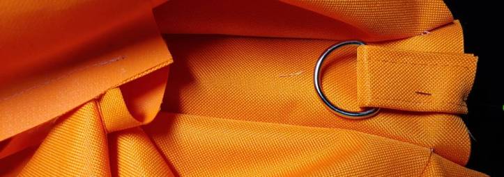 Pinning the d-ring strap (on the right) to the gusset