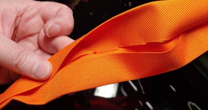 The insides of the double-folded strap. Double folding means no raw edges!