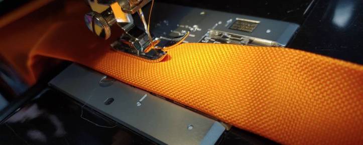 Sewing the strap closed with a simple straight stitch