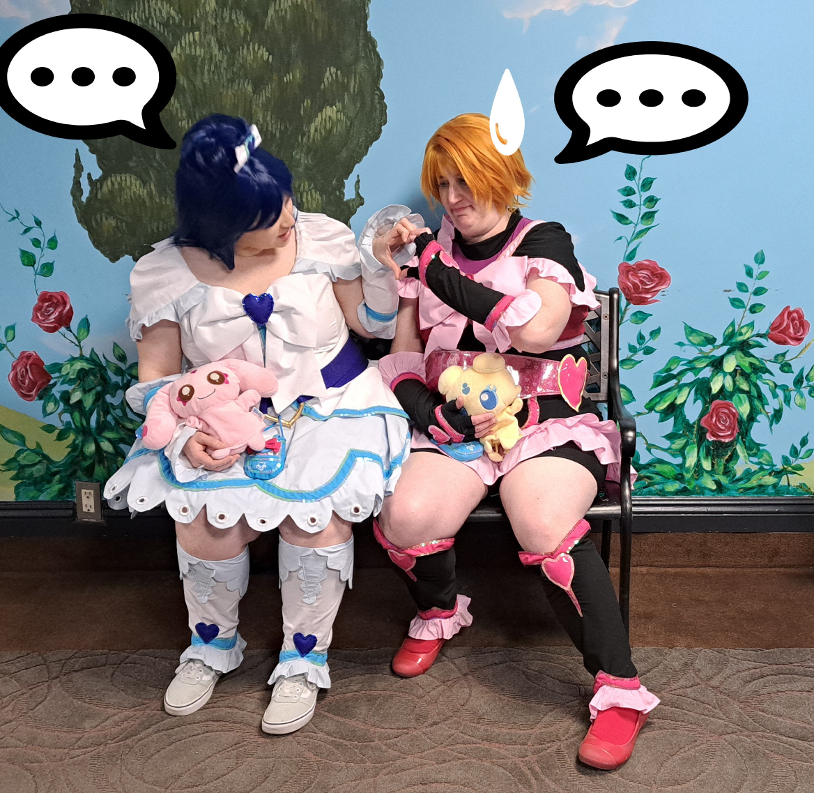 Cures White and Black attempting to make hearts with their hands