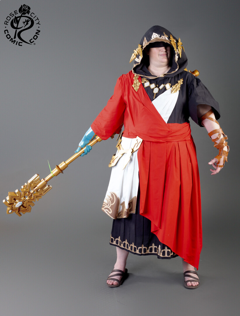 Exarch with staff drawn behind and showing on the left side