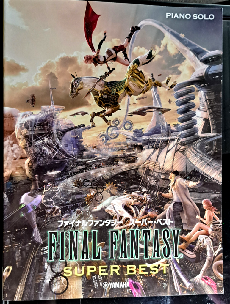 Front cover with "Final Fantasy Super Best" written near the bottom in both English and Japanese. At the top, Lighting dives into battle atop Odin