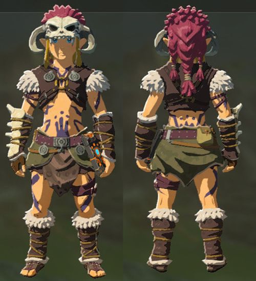 Front and back reference of Link's barbarian gear.