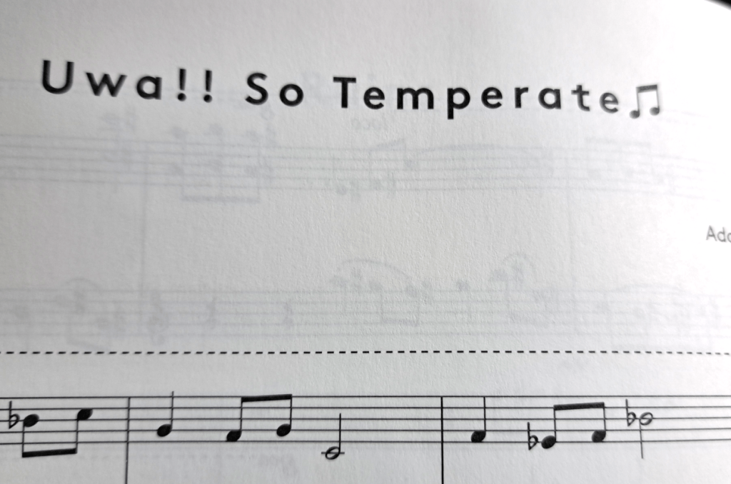 Title for Uwaa!! So Temperate showing the music note symbol on the end of the title